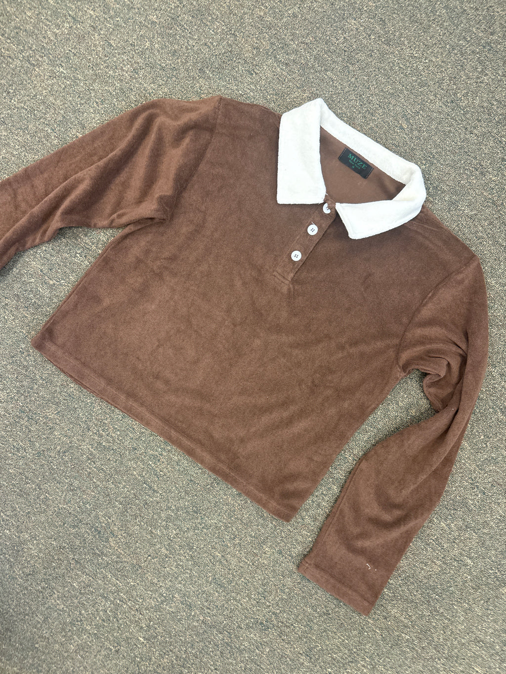 Brown terry long sleeve top