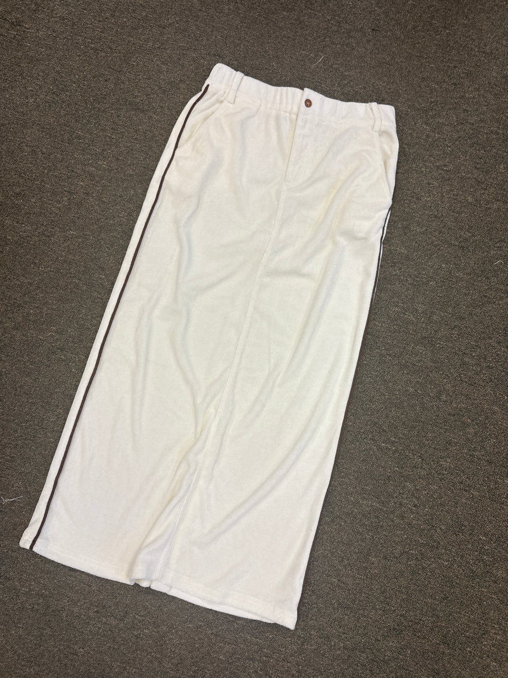 Cream long terry skirt