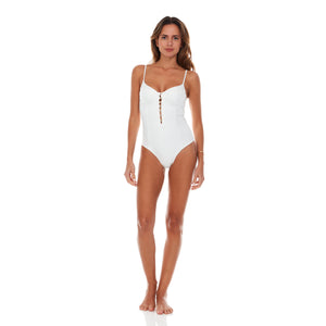 White one piece bathing suit