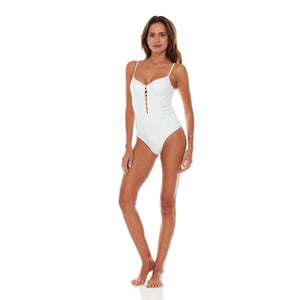 White one piece bathing suit