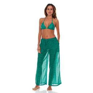 Green Paisley Satin Pant