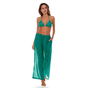 Green Paisley Satin Pant