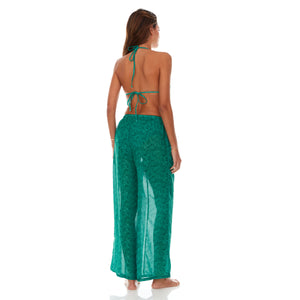 Green Paisley Satin Pant