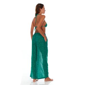 Green Paisley Satin Pant