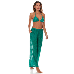 Green Paisley Satin Pant