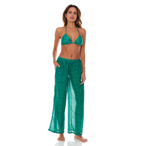 Green Paisley Satin Pant